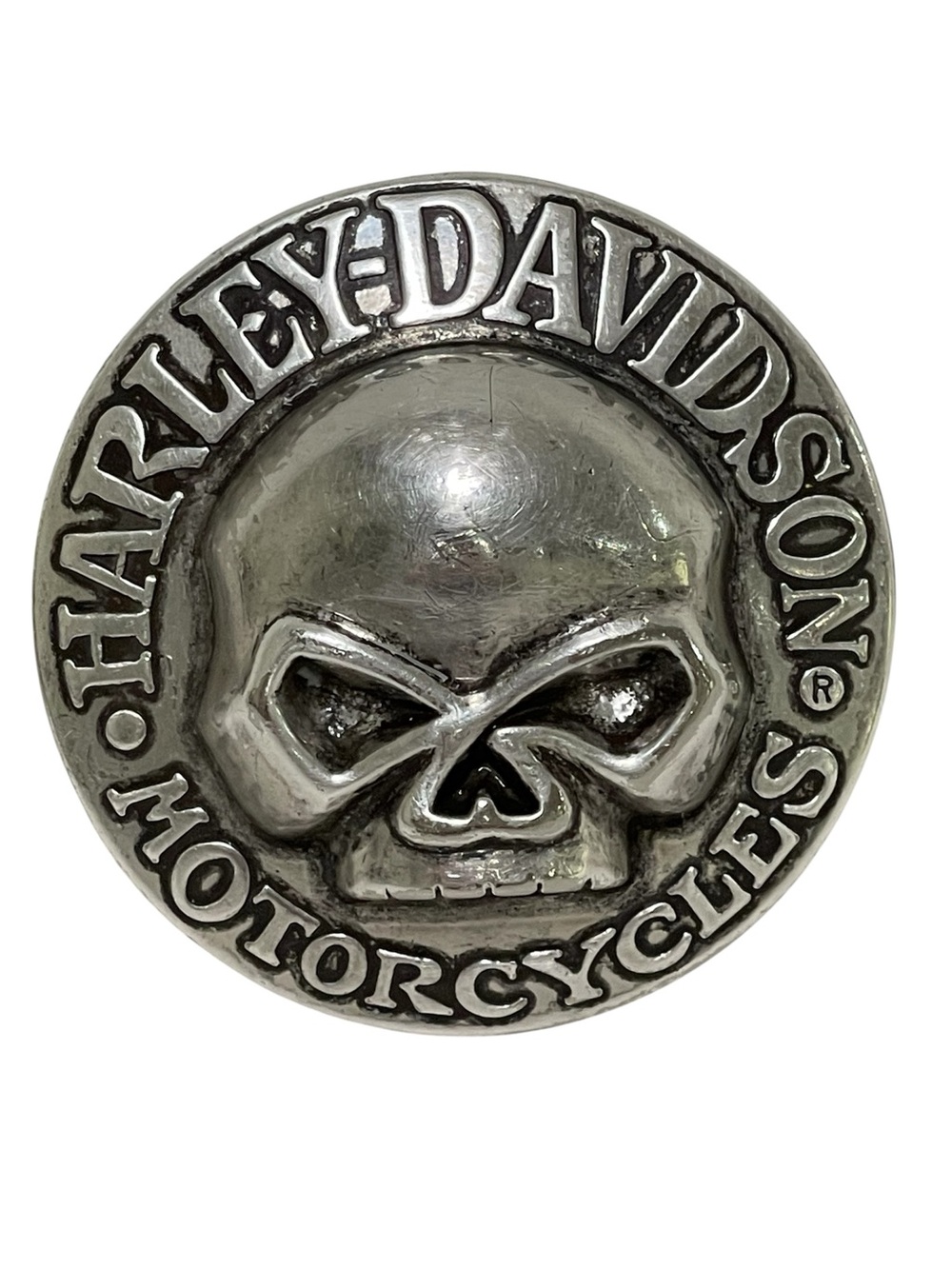 VTG 2005 Harley-Davidson Menacing Willie G Design Skull Silver Belt Buckle Biker